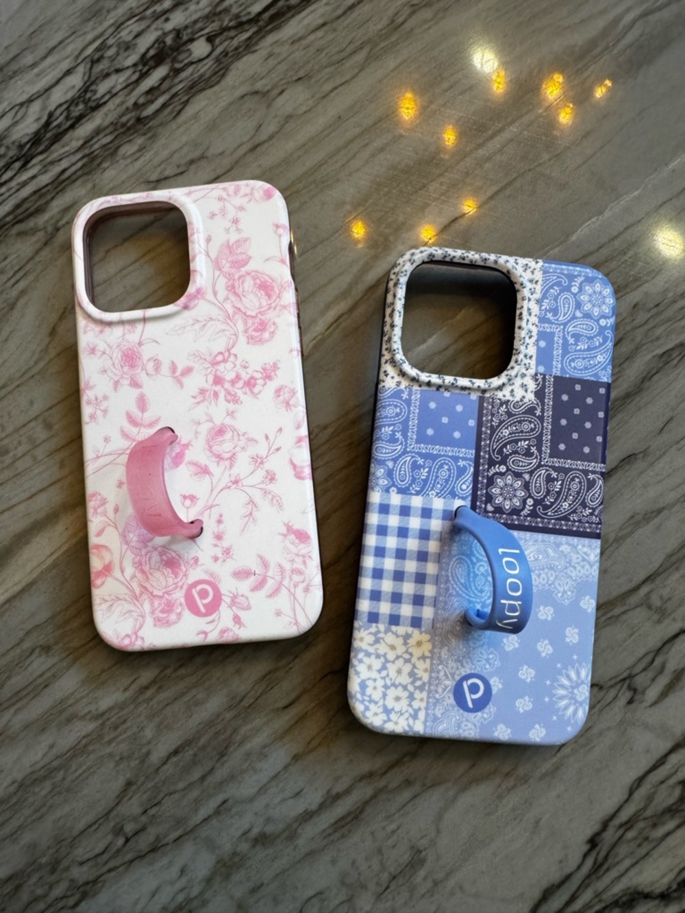 Loopy Lot of 2 Case Pink Floral and Blue Patchwork Phone Cases iPhone 15 pro max